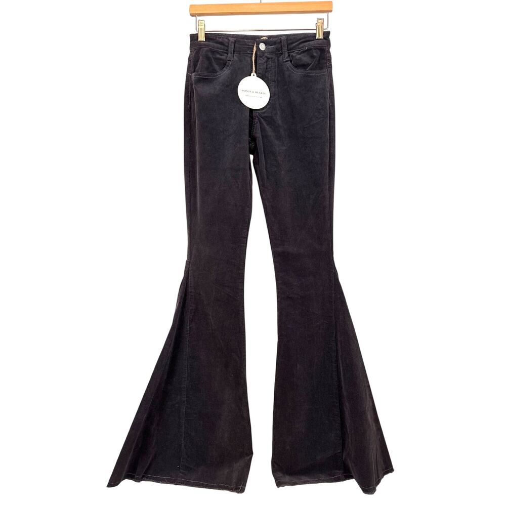 Saints & Hearts Womens S Brown Corduroy Bell Bottom Flare Pants NWT Boho Chic